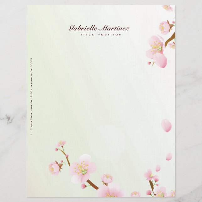 Pink And White Cherry Blossom Design Letterhead (Front)