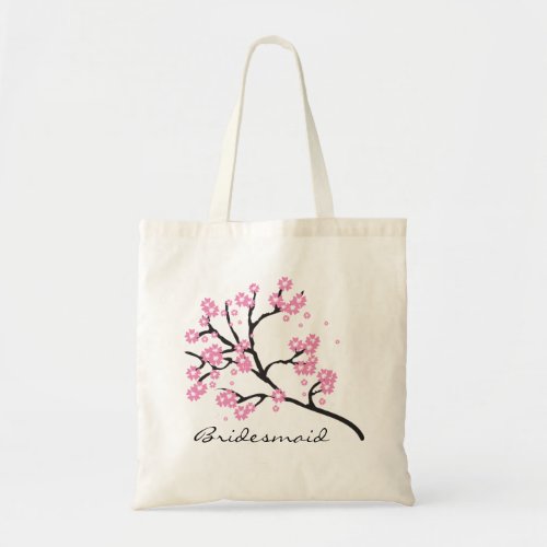 Pink and White Cherry Blossom Floral Bridesmaid Tote Bag