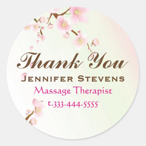 Pink And White Cherry Blossom Natural Spa Classic Round Sticker