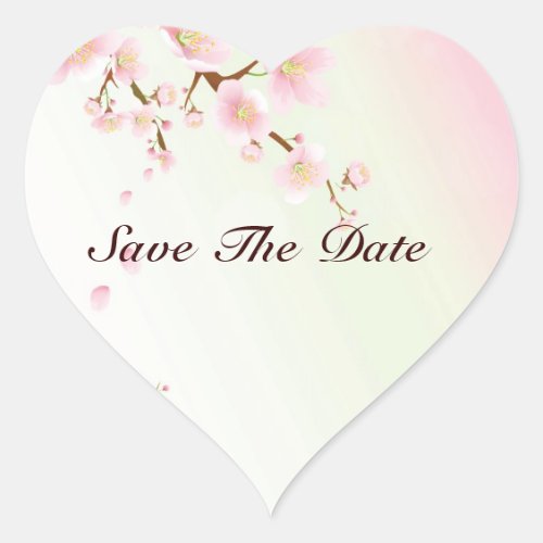 Pink And White Cherry Blossom Nature Design Heart Sticker