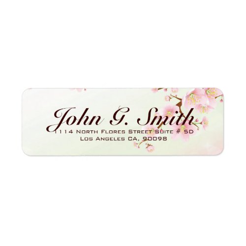 Pink And White Cherry Blossom Nature Design Label