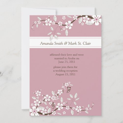 Pink and White Cherry Blossoms Post Wedding Invitation