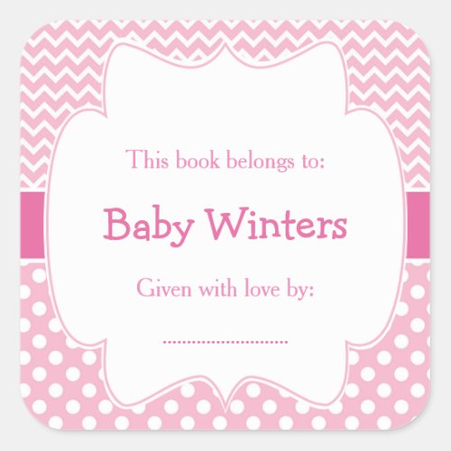 Pink and White Chevron  and Polka Dots Bookplate