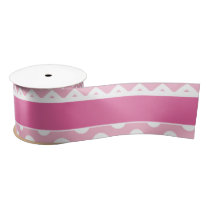 Pink and White Chevron and Polka Dots Satin Ribbon