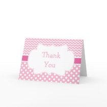 Pink and White Chevron and Polka Dots Thank You