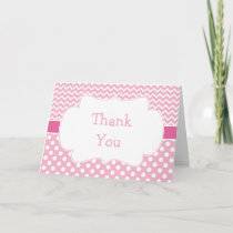 Pink and White Chevron and Polka Dots Thank You