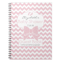 Pink and White Chevron Baby Shower Guest Book