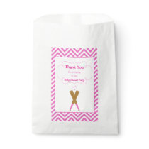 Pink and White Chevron Baby Shower Party Favor Bag
