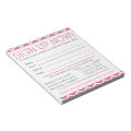 Pink and White Chevron Contact Information Form Notepad | Zazzle