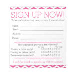 Pink And White Chevron Contact Information Form Notepad at Zazzle