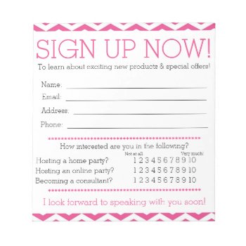 Pink And White Chevron Contact Information Form Notepad by tinyanchor at Zazzle