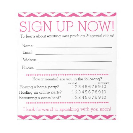 Pink And White Chevron Contact Information Form Notepad
