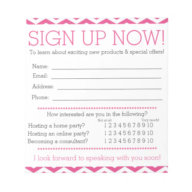 Pink and White Chevron Contact Information Form Notepad | Zazzle