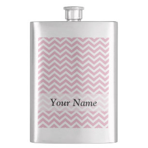 Pink and white chevron hip flask