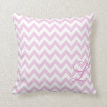 Pink And White Chevron Monogram Nursery Pillow by bellababydesigns at Zazzle