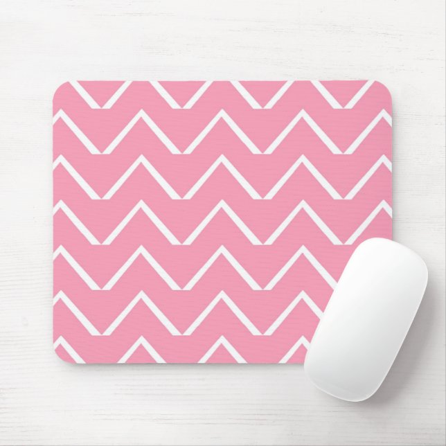 Pink and white chevron mouse pad (With Mouse)