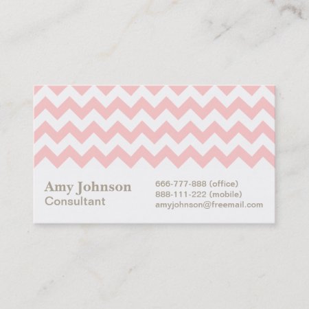 Pink And White Chevron Pattern Business Card