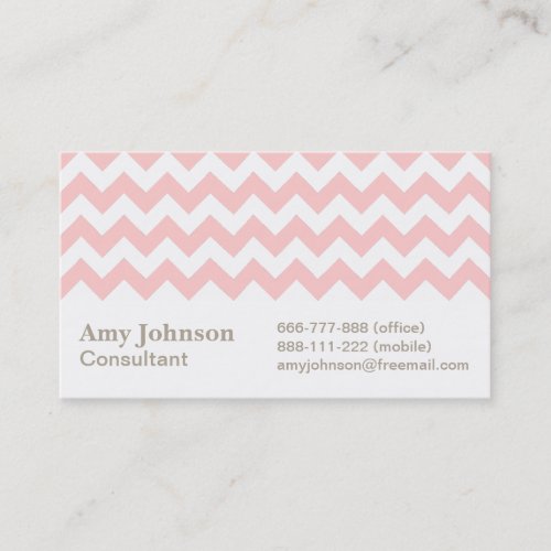 Pink and White Chevron Pattern Business Card Template