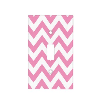 Pink And White Chevron Pattern Light Switch Cover by weddingsNthings at Zazzle