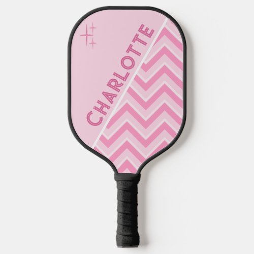 Pink And White Chevron Personalized Custom Pickleball Paddle