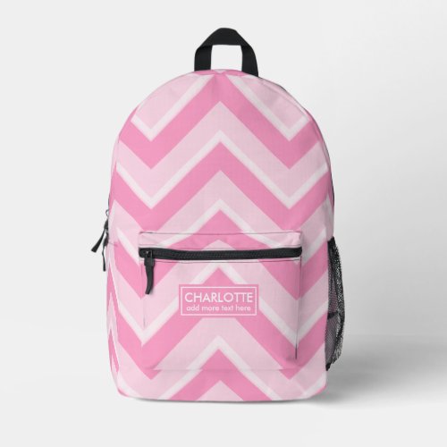 Pink And White Chevron Personalized Custom  Printed Backpack