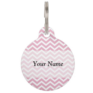 Pink and white chevron pet name tag