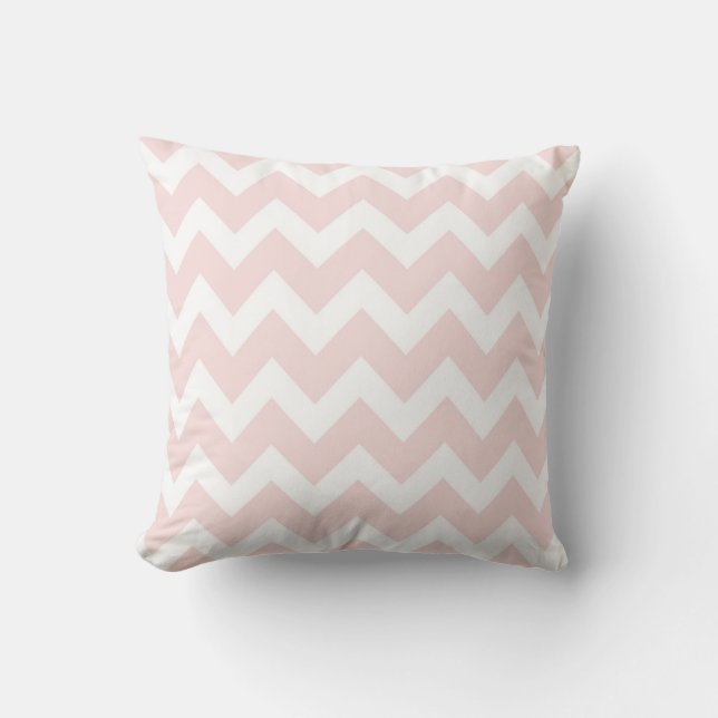 Pink and White Chevron Throw Pillow (Front)