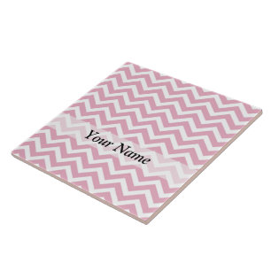 Pink and white chevron tile