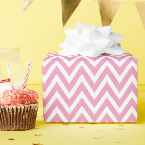 Pink and White Chevron Wrapping Paper