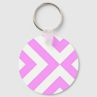 Pink and White Chevrons Keychain