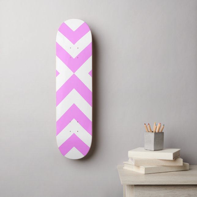 Pink and White Chevrons Skateboard (Wall Art)