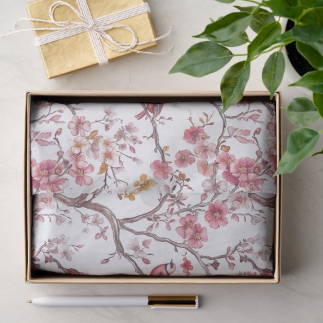 Pink and White Chinoiserie Decoupage Pattern Tissue Paper (Gift)