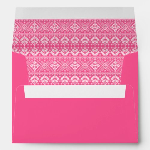 Pink and White Christmas Fair Isle Pattern Envelope