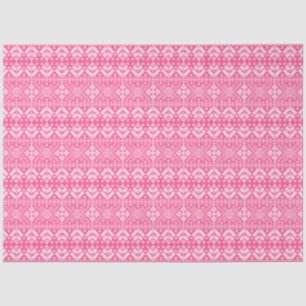 Pink and White Christmas Fair Isle Pattern Tissue Paper