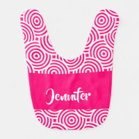 Pink and white circle pattern baby bib