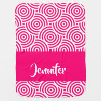 Pink and white circle pattern baby blanket