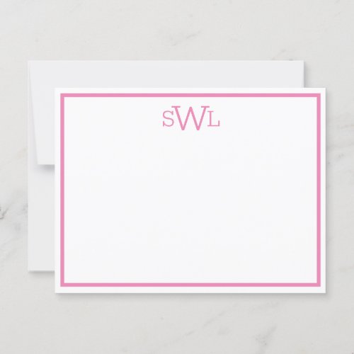 pink and white classic minimalist flat note card