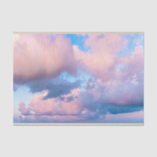 Pink and White Clouds Blue Sky Decoupage Tissue Paper