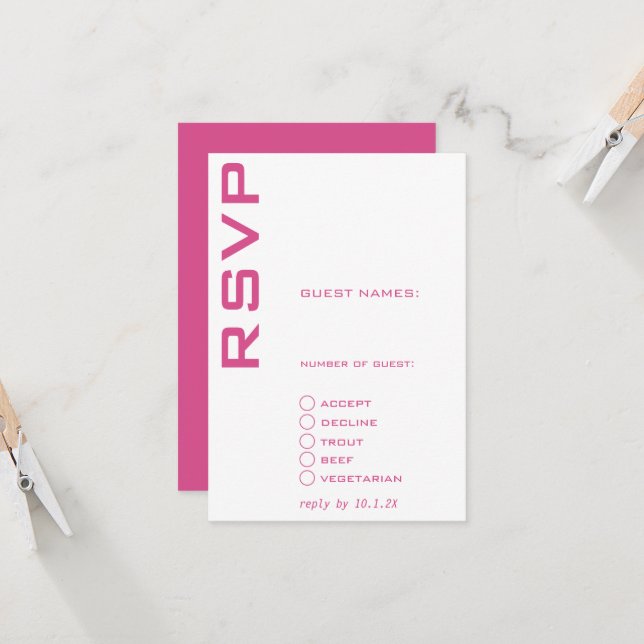 Pink and White Contemporary  Invitation (Front/Back In Situ)