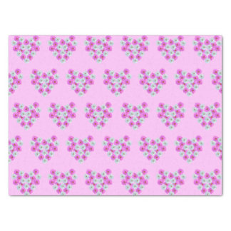 Pink and White Cosmos Flower Hearts Tissue Paper