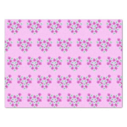 Pink and White Cosmos Flower Hearts Tissue Paper