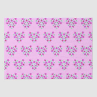 Pink and White Cosmos Flower Hearts Tissue Paper