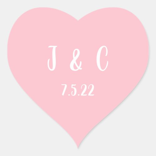 Pink and White Couple Wedding Monogram Heart Sticker