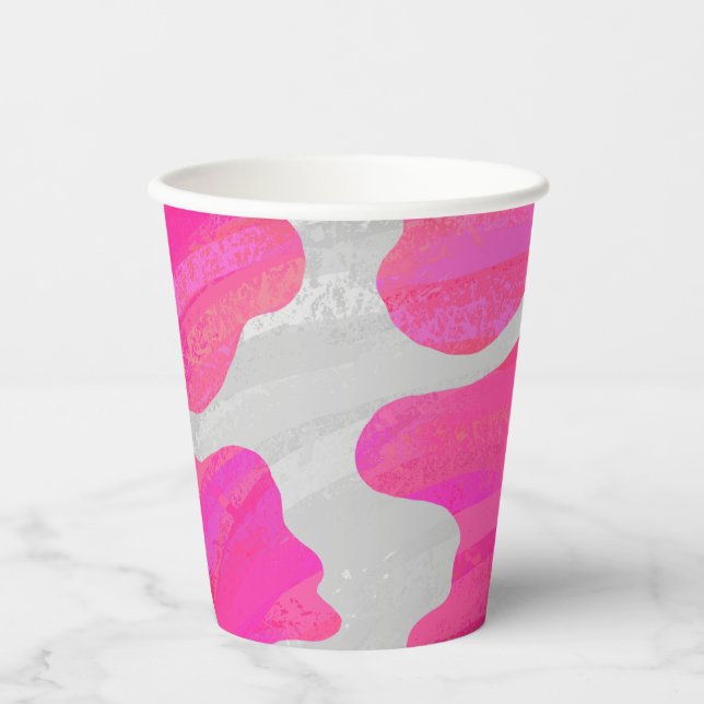 Pink and White Cow Pattern Paper Cups (Front)