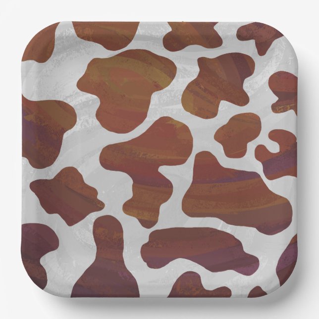 Pink and White Cow Pattern Paper Plates (Front)