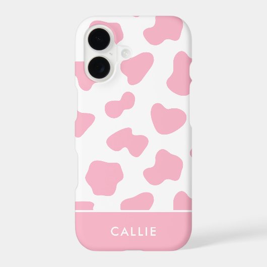 Pink And White Cow Print Custom Name Samsung Galaxy Case (Back)