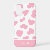 Pink And White Cow Print Custom Name Samsung Galaxy Case (Back)