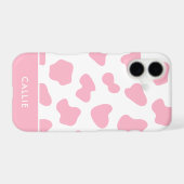 Pink And White Cow Print Custom Name Samsung Galaxy Case (Back Horizontal)