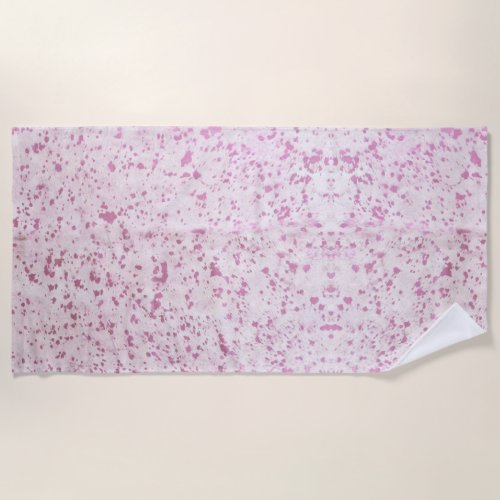 Pink and White Cowhide Country Western Beach Towel