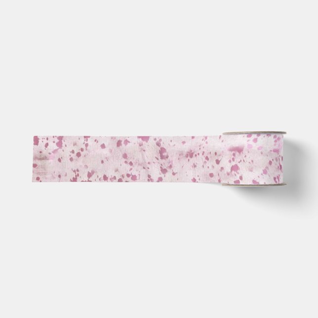 Pink and White Cowhide Country Western Grosgrain Ribbon (Front)